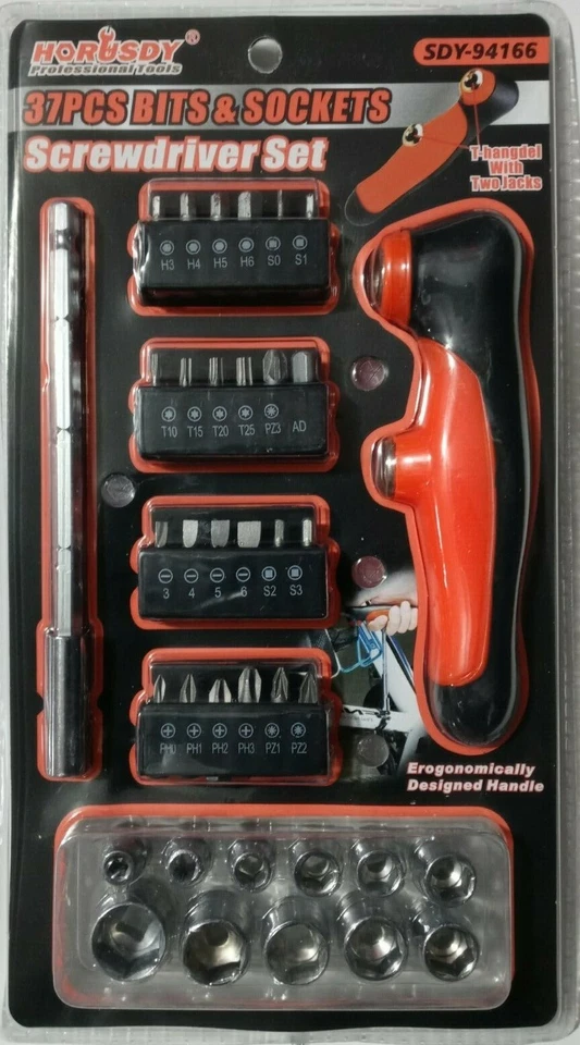 HORUSDY PROFESSIONAL TOOLS 1 Screwdriver & 1 Extension 25 Bits 11 Socket 37 Set - Image 3 of 4