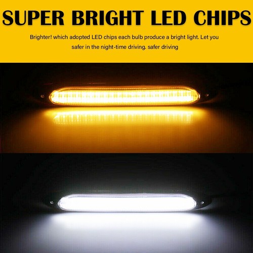 Tira de Luz LED Ámbar 23,5 cm Señal de Giro Secuencial Blanco DRL Universal ATV Coche - Imagen 3 de 17