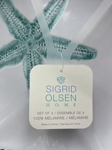 X4 Sigrid Olsen Melamine Starfish Dinner Plates 11" Coastal Beach Sea Life - Picture 3 of 9