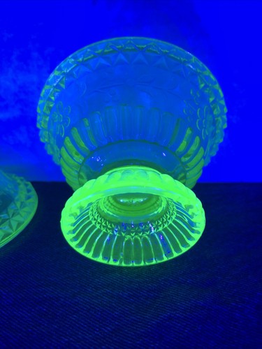 Wilkerson grün Vaseline Glas bedeckt Kompott. Leuchtet unter Schwarzlicht. #311 - Bild 5 von 10