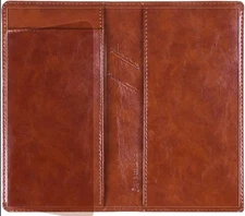 Leather Checkbook Cover: Built-In Divider, Pen Holder, RFID Blocking