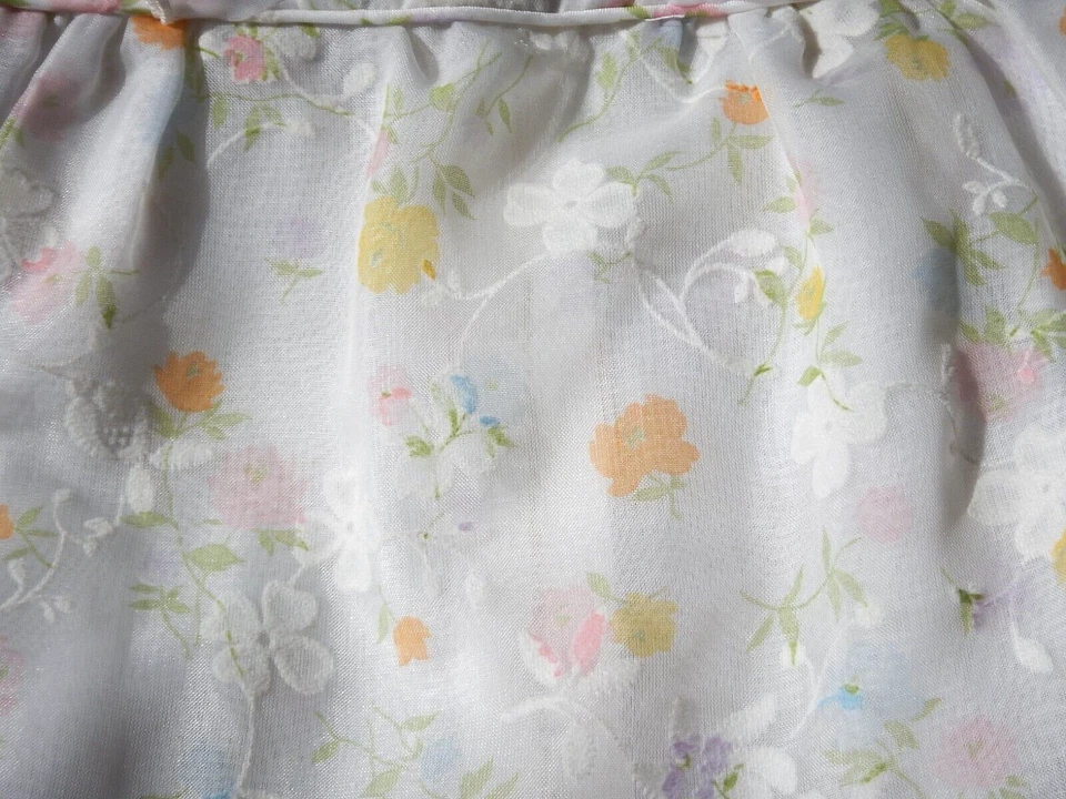 Vestido Gunne Sax Blanco Floral Sintético Flocado Organza Principios de los 70 Niñas 8-10? Foto 3 de 4