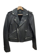 Maje Black Leather Bomber Jacket
