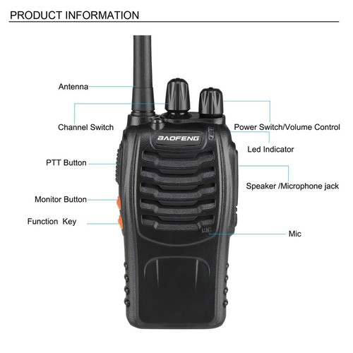 4 x Baofeng PMR446 Walkie Talkie Sprechfunkgeräte Handfunkgerät Set mit Headseat - Bild 8 von 12