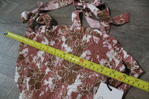 Women's Japna Dk Peach Floral Halter Sexy Key Hole Maxi Sundress Dress Tiered M - Picture 20 of 23