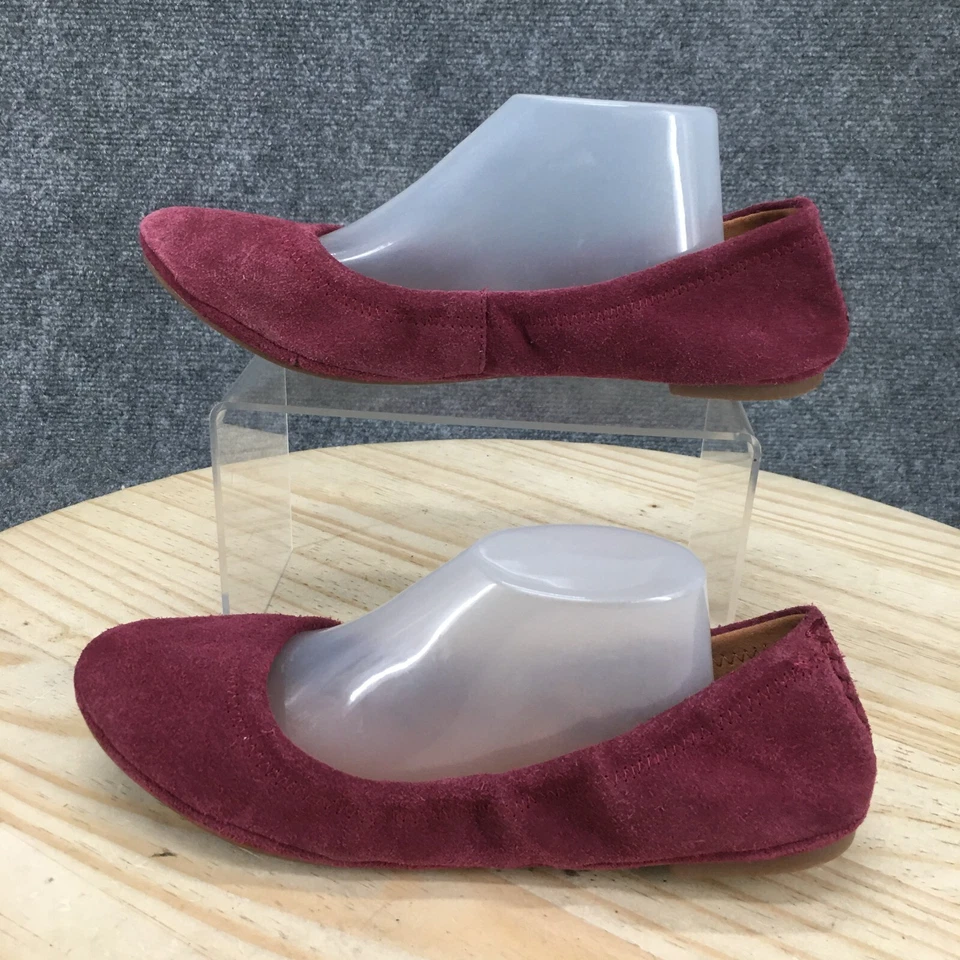 Zapatos planos de ballet Lucky Brand para mujer 7,5 M Erin sin cordones gamuza borgoña NUEVO Foto 2 de 4