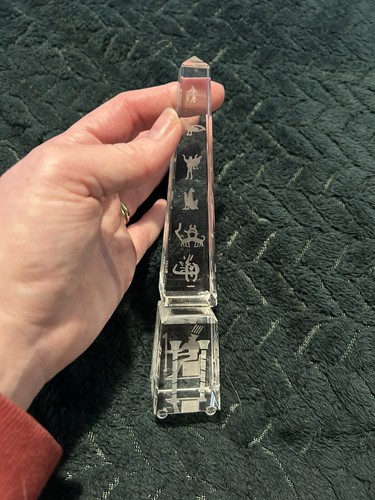 Egyptian souvenir Pharanoic Cut glass / Crystal Obelisk Statue . Pharaohs. Egypt - Picture 6 of 10