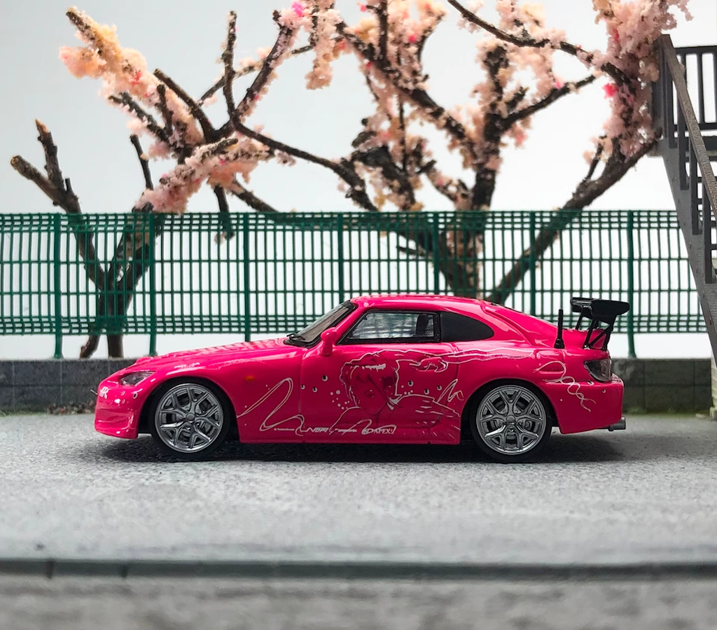 CR SW 1:64 JDM Pink S2000 FNF Hard Top Racing Sports Model Diecast