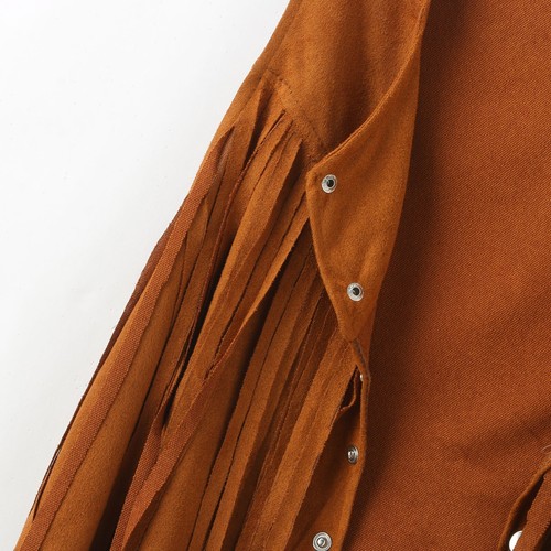 Women Tassel Vest 70s Hippie Faux Suede Rivets Sleeveless Fringe Jacket Cardigan - Bild 14 von 39