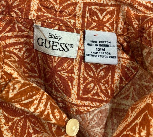 Camisa Aloha hawaiana naranja Baby Guess bebé 12 meses - Imagen 4 de 4
