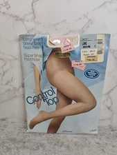 Vintage JC Penny Dusted Pink Long Control Top Super Shaper Pantihose Nude Heel