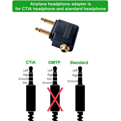Dual 3 5mm Male To 3 5mm Female AUX Audio Jack Adapter Airplane Travel Earphone - Zdjęcie 2 z 7
