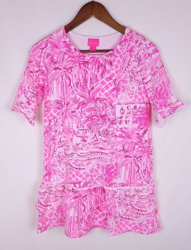 Lilly Pulitzer Kailyn Pink Blossom Palm Beach Paradise Dress - Girl's XL (12-14)
