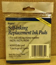 Rodgers 09932 Self-Inking Replacement ink Pads Pack of 3