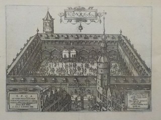 ANTWERPEN Börse. Kupferstich von Pieter van der Borcht. 1588