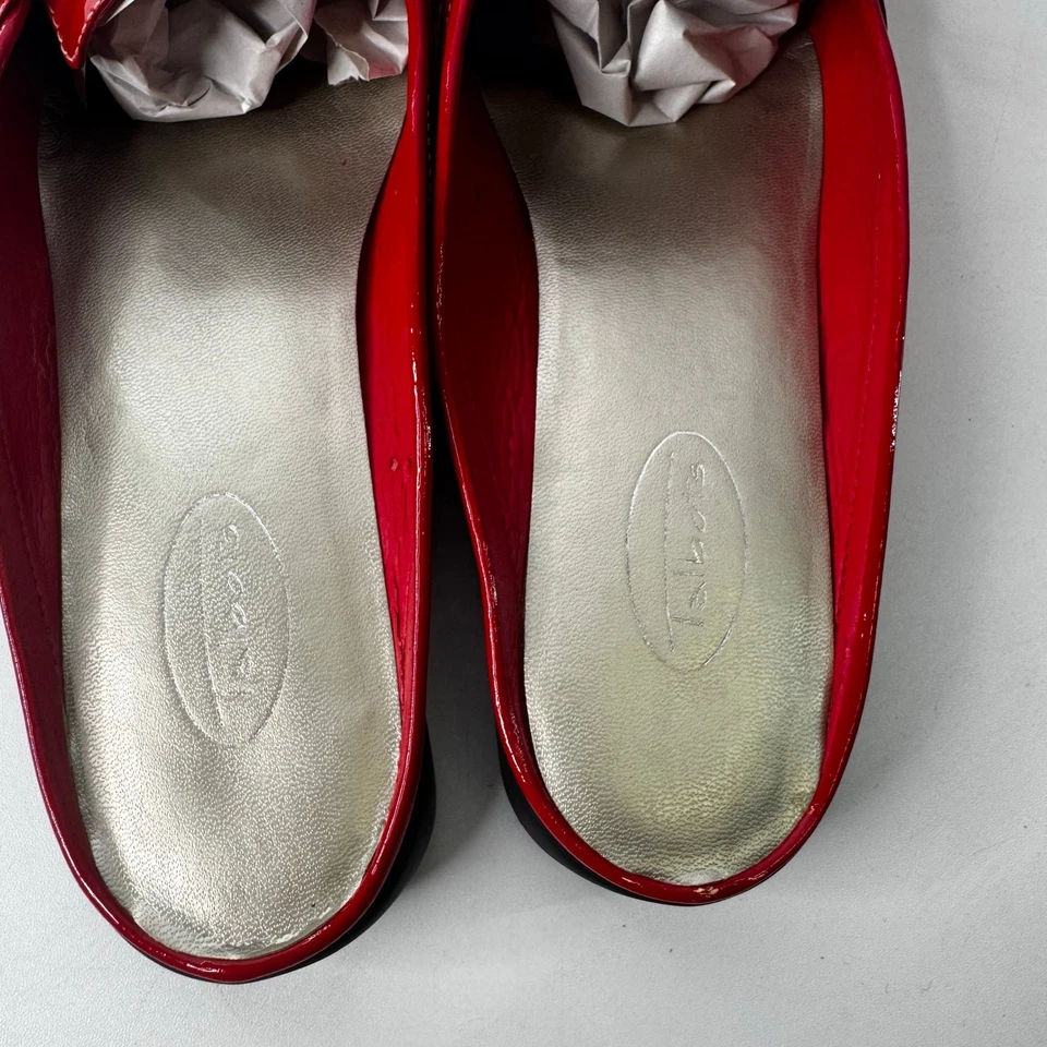 Mocasín Talbots Mujer Charol Slides Mules Borla Talla 9 B Rojo Clásico Foto 2 de 4