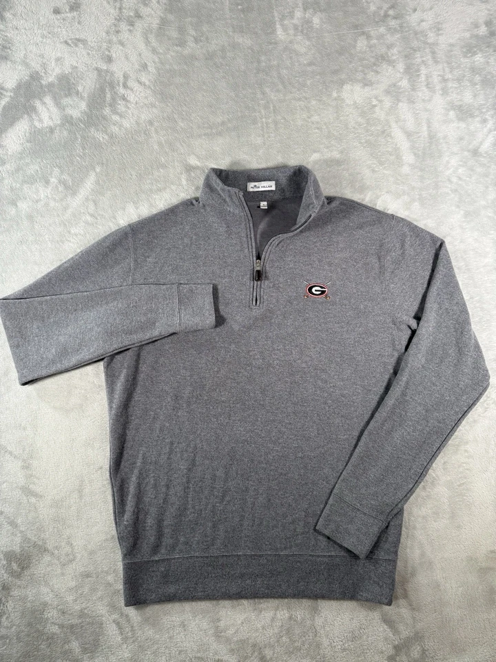 Suéter Peter Millar Tri-Mezcla Melange Vellón 1/4 Cremallera Hombres Pequeño Georgia Bulldogs Foto 2 de 4