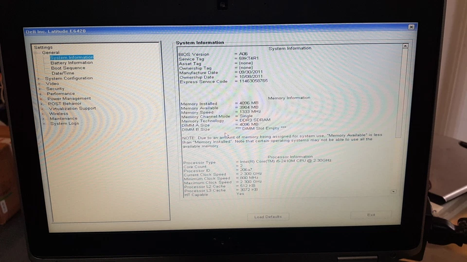 Dell latitude e6420 14" Laptop Intel Core i5-2410M 4GB 500GB, NO OS - Image 3 of 4