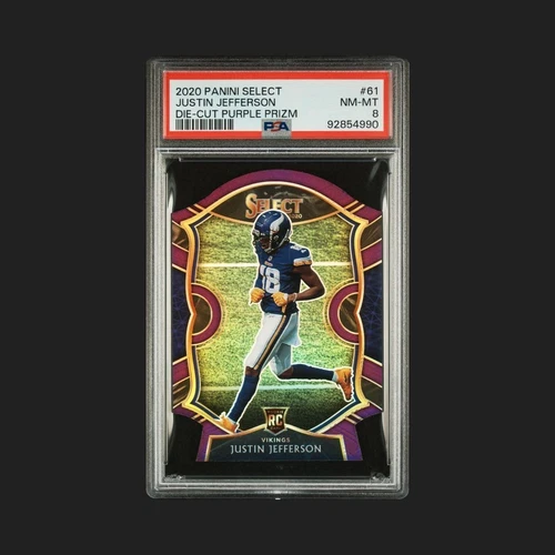 2020 Panini Select - Concourse Justin Jefferson #61 Purple Prizm Die-Cut (RC)