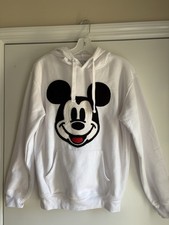 Disney Mickey Mouse c Women  s Hoodie White Black Long Slv Sz S Knit Appliqu 
