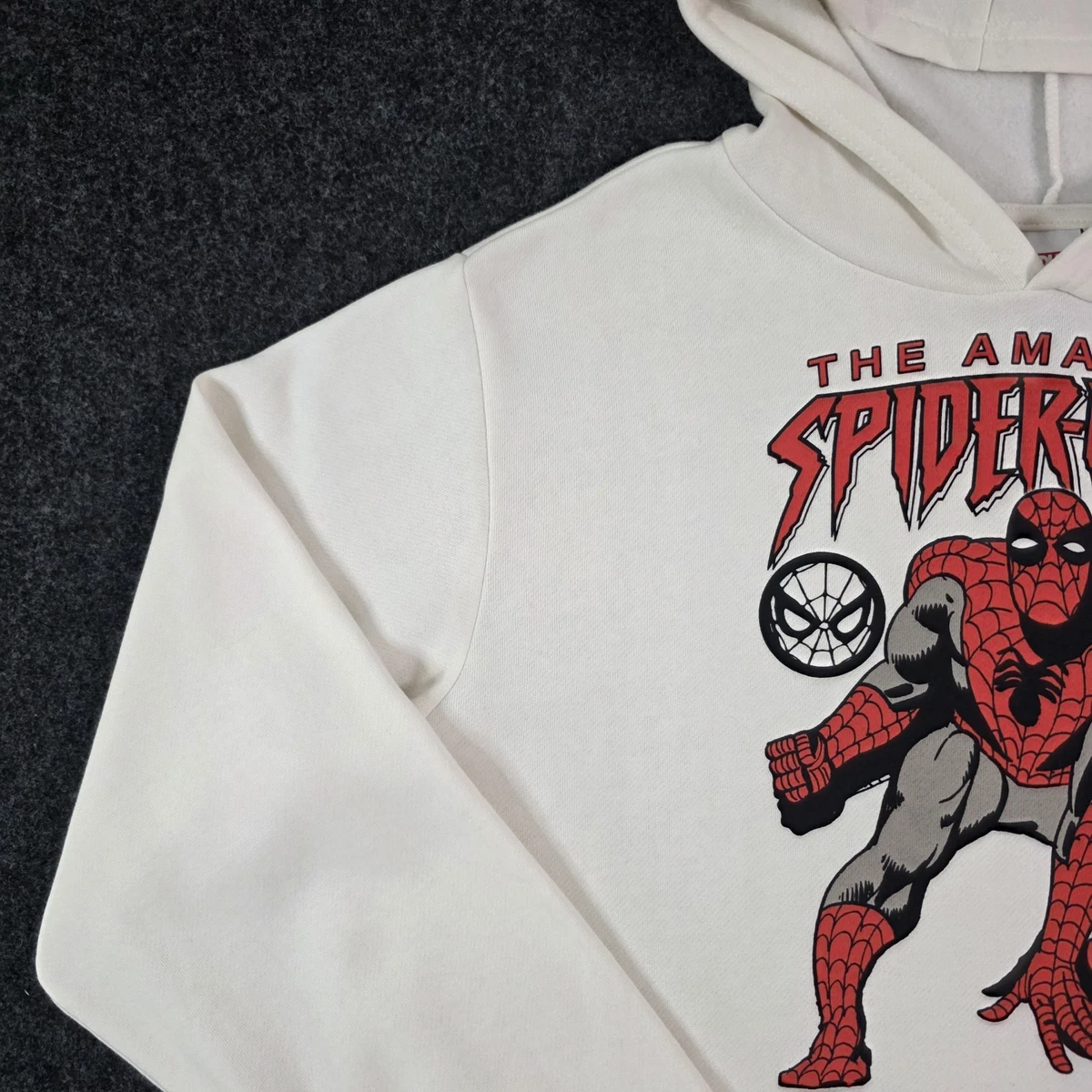 Marvel Amazing Spider-Man Sudadera con Capucha Para Hombre Mediana Crema Gráfico Polar Pullover