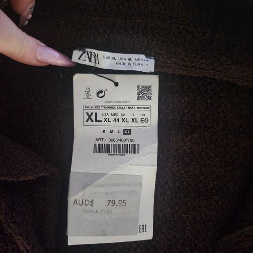 Zara BNWT / Brown Textured / Loose Fit /Button Shirt / Size XL - Picture 4 of 4