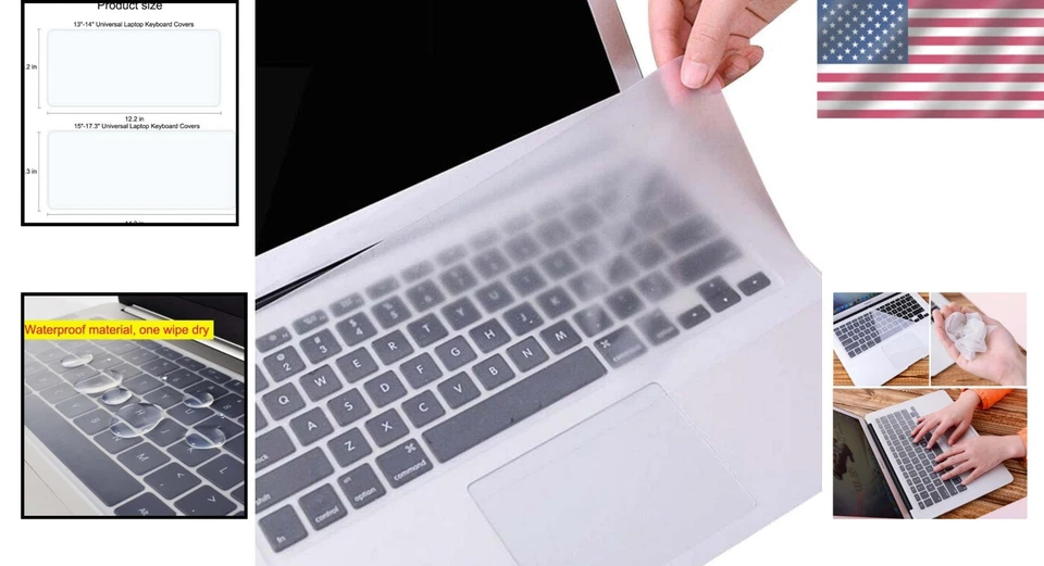 Protector de teclado de silicona lavable para mecanografía mejorada - 13" a 15,6" Foto 2 de 4
