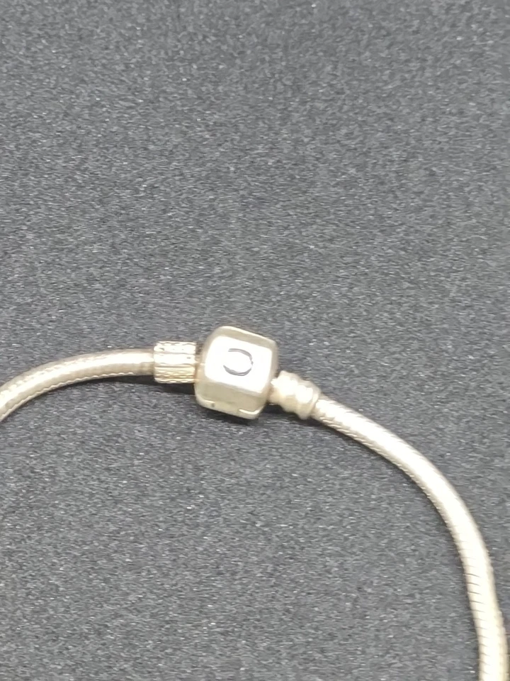 Brazalete de cuentas Chamilia de plata de ley con dije - 2 dijes 925 rojo y púrpura 7,5" Foto 3 de 4