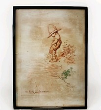 Jules Georges Redon 1926 antique framed Never Drink The Water Lithograph