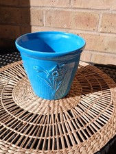 Vintage Plant Pot Azure Blue Daffodil Primrose Makers Mark Garden Floral