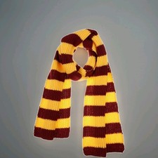 Fall Winter Ultra Soft Knit Striped Scarf for Women Men Boys Girls Burgandy/Gold