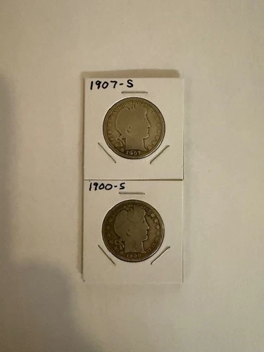 Barber Silver Half Dollars 1907-S & 1900-S