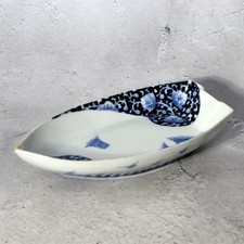 Antique Japanese Hirado Ware Porcelain Dish - Sometsuke Bakumatsu 17cm IP135