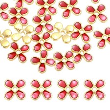 20 Pcs 8.5x1.5 mm Flower Beads Caps, Enamel Bead End Spacers Red