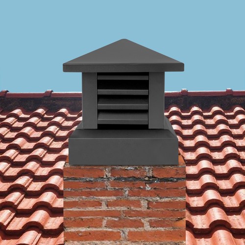 Black Aluminum Alloy 10x10 Inch Chimney Cap - Rain Guard for Flue Safety - Picture 2 of 18