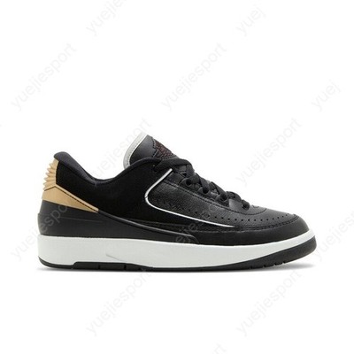 AIR JORDAN X II LOW BLACK WHITE 新品　29cm Size 10.5 - Air Jordan 2 Retro Low Black Metallic Gold W for