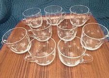 Vintage 1950s Atomic Star Dust CG Quartex Punch Cups - Set Of 9 - Crystal