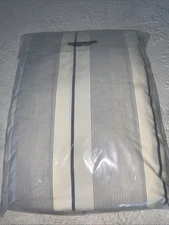 The Company Store Wide Stripe Navy 200TC Yarn Dyed Percale King Fitted Sheet