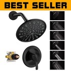 Elegant Matte Black 6-Inch Rain Shower Faucet Kit with Valve & Easy Installation