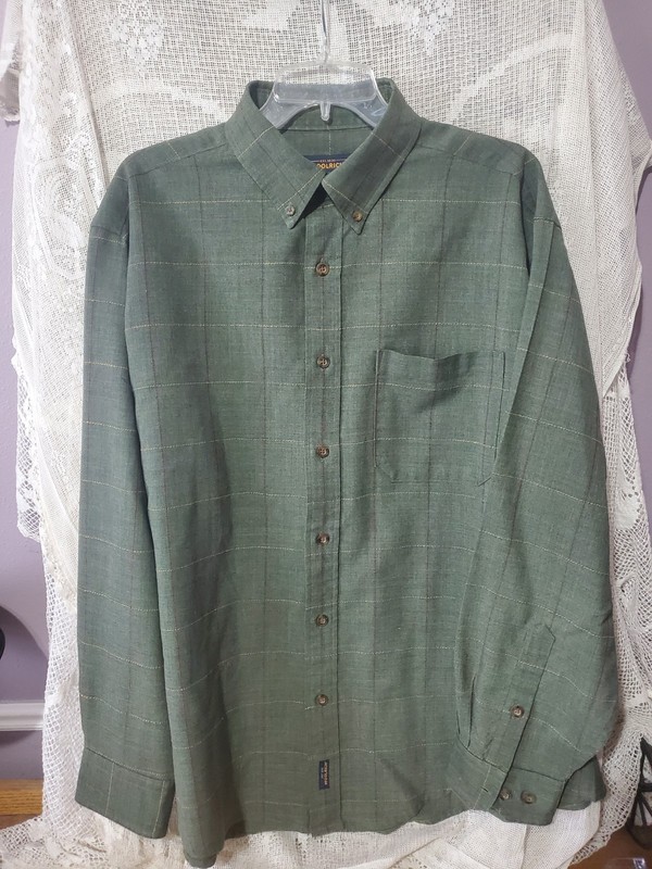 Woolrich Button Flannel Shirt Men’s Size XL Green Plaid Long Sleeve w/Pocket