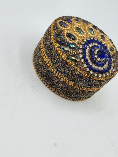 Handcrafted Beaded Design Trinket Jewelry Organizer Tin - Picture 3 of 7
