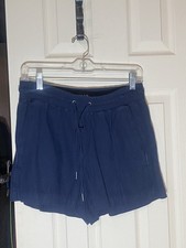 Navy blue gap Linen Elastic Drawstring Waist Pull On Shorts Size Small NWT