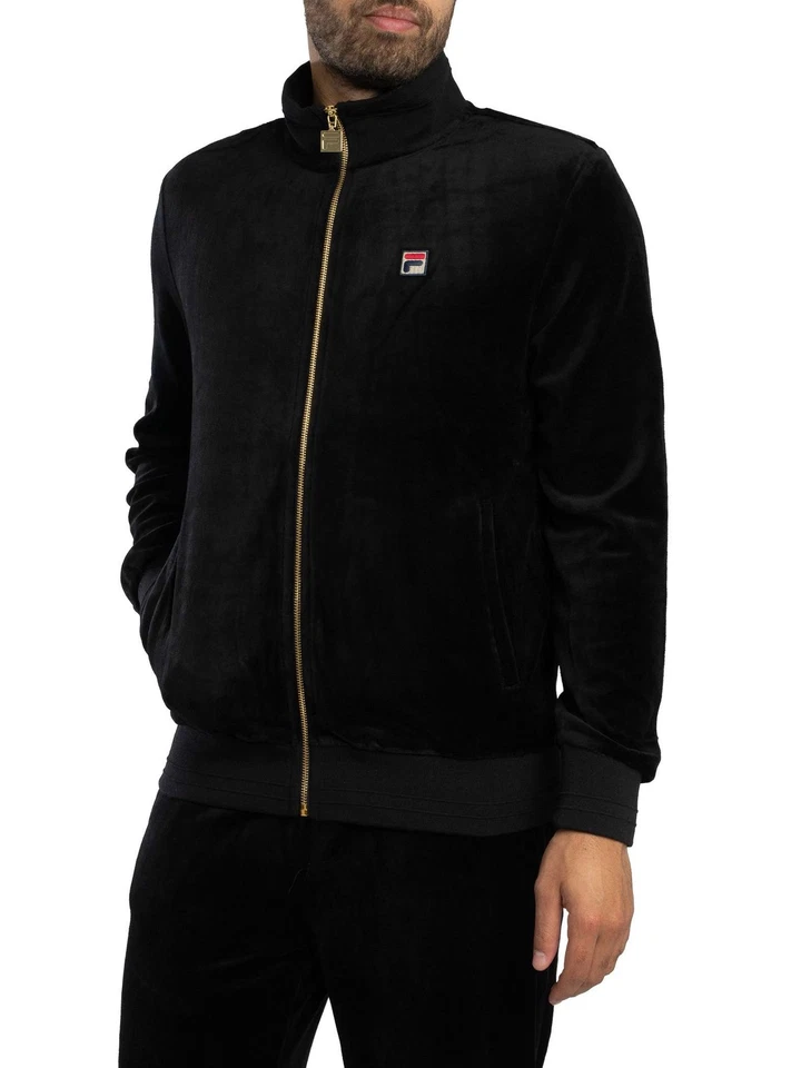 Fila Men's Nero Velour Track Jacket, Black - Image 2 of 4
