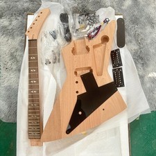 US warehouse DIY 6 String Explorer Electric Guitar Kit Unfinish Mohagany Body