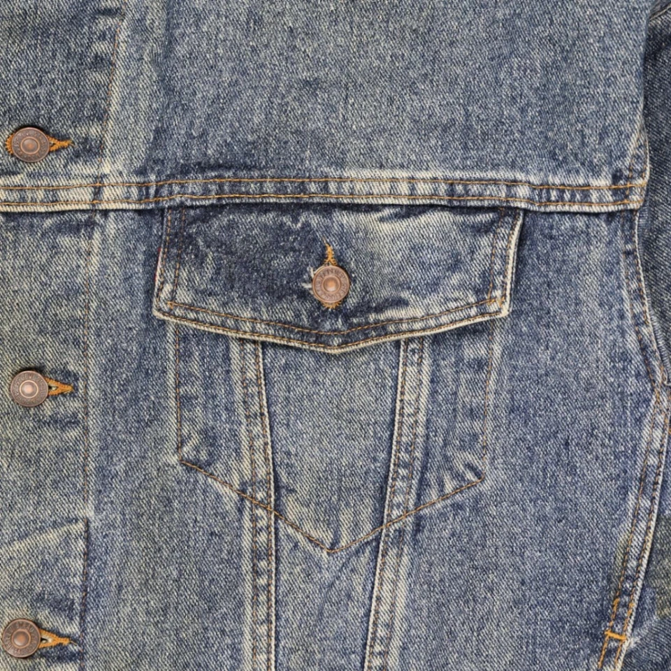 Vintage Levis Denim Trucker Jacket Mens Medium Mid Blue Relaxed Fit Mexico 90s, photo 4 of 4