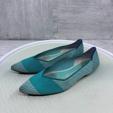Rothys The Point Flats Women's Size 8.5 Calypso Green Teal Turquoise Retired