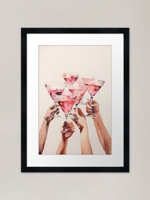 Pink Cheers Druck, Preppy Pink Wand gerahmt Wandbild Poster Leinwanddruck Bild