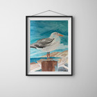 Abstract Expressionism Acrylic Art on 9x12 Paper - Perched Seagull — photo 1