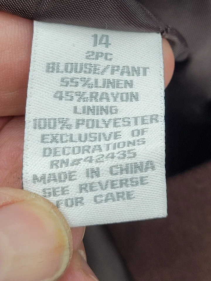 Top Dressbarn para mujer 14 marrón lino bordado floral sin mangas artístico Foto 4 de 4