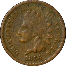 1866 Indian Cent - Neat Die Break Reverse Great Deals From The Executive Coin Co